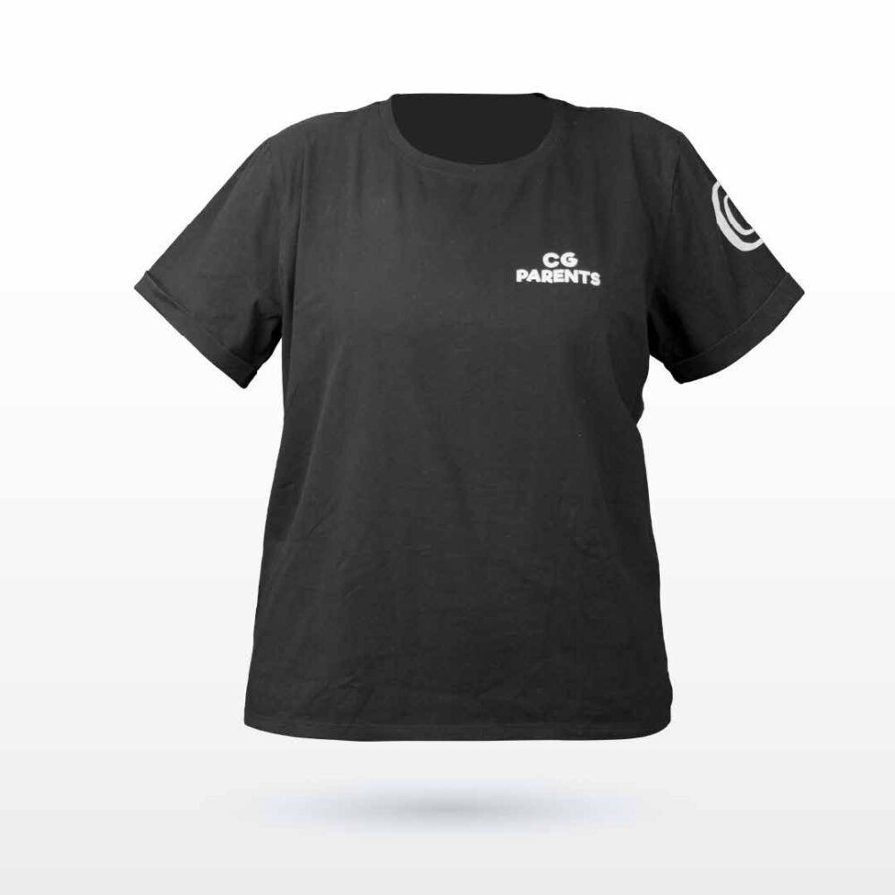 Camiseta negra CG Parents, de frente