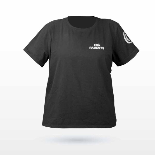 Camiseta negra CG Parents, de frente